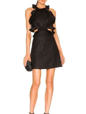 Zimmermann Black Ruffle Cutout Mini Dress